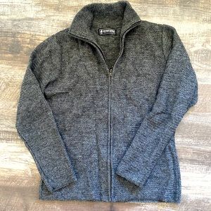 NWOT 100% Peruvian Baby Alpaca Zip-Up Grey Sweater Size XS